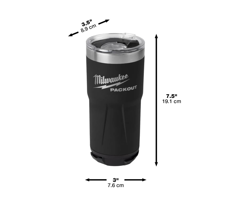 Milwaukee 600 ml PACKOUT Thermobecher Sondermodell in Schwarz (Art. 48-22-8392B)